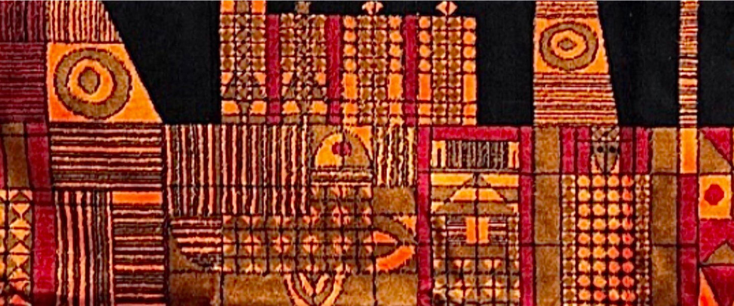 Frisman Vintage 60s Vintage Paul Klee Insp Mid Century Geometric Textile Wall Tapestry Hanging