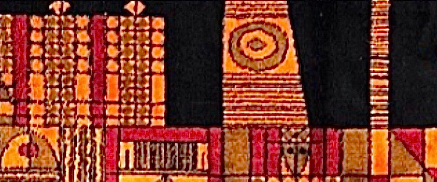Frisman Vintage 60s Vintage Paul Klee Insp Mid Century Geometric Textile Wall Tapestry Hanging