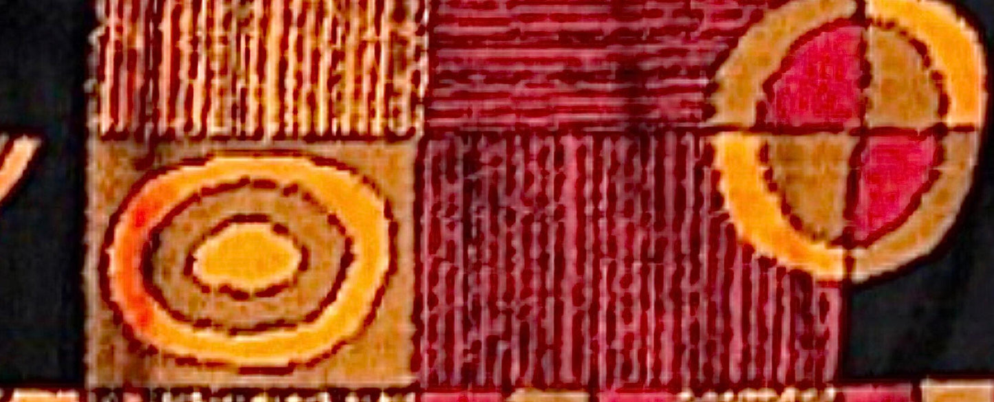 Frisman Vintage 60s Vintage Paul Klee Insp Mid Century Geometric Textile Wall Tapestry Hanging