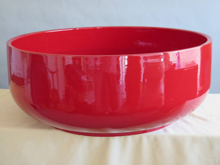 Frisman Vintage Huge Gainey Pottery Ceramic Planter Deep Red