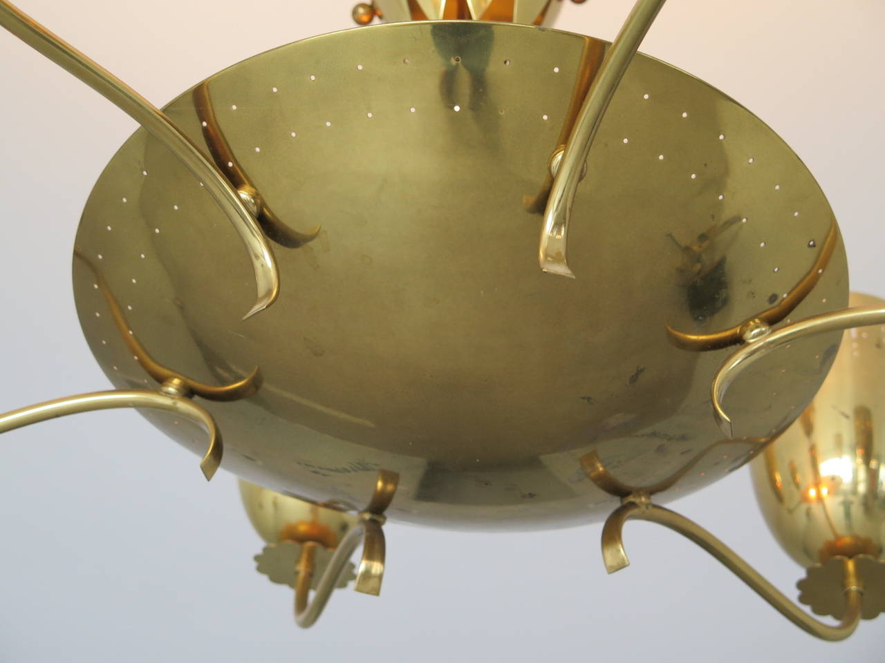 Frisman Vintage Large German Chandelier in Polished Brass, circa 1950s