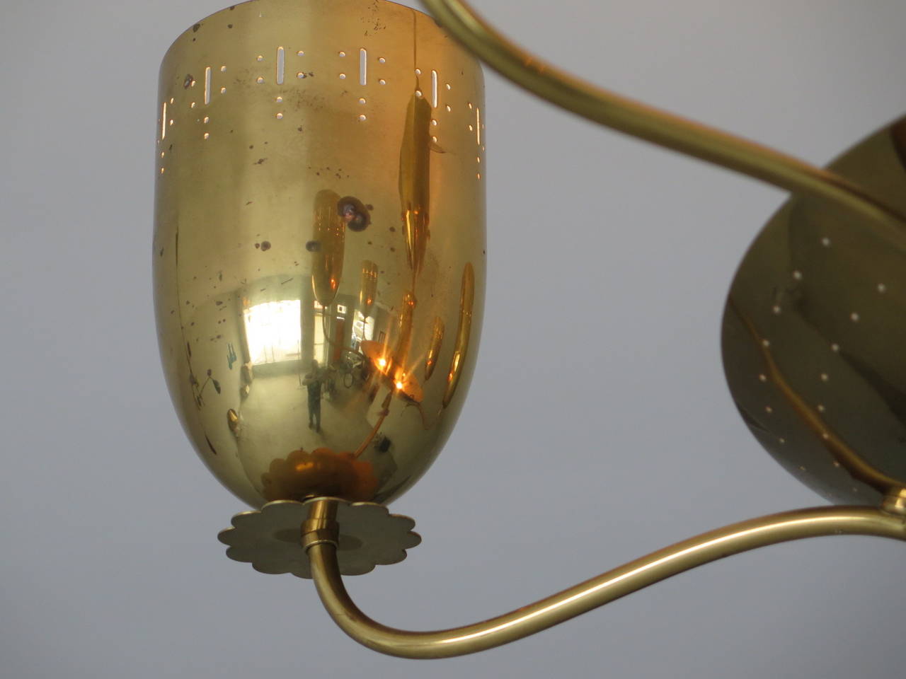 Frisman Vintage Large German Chandelier in Polished Brass, circa 1950s