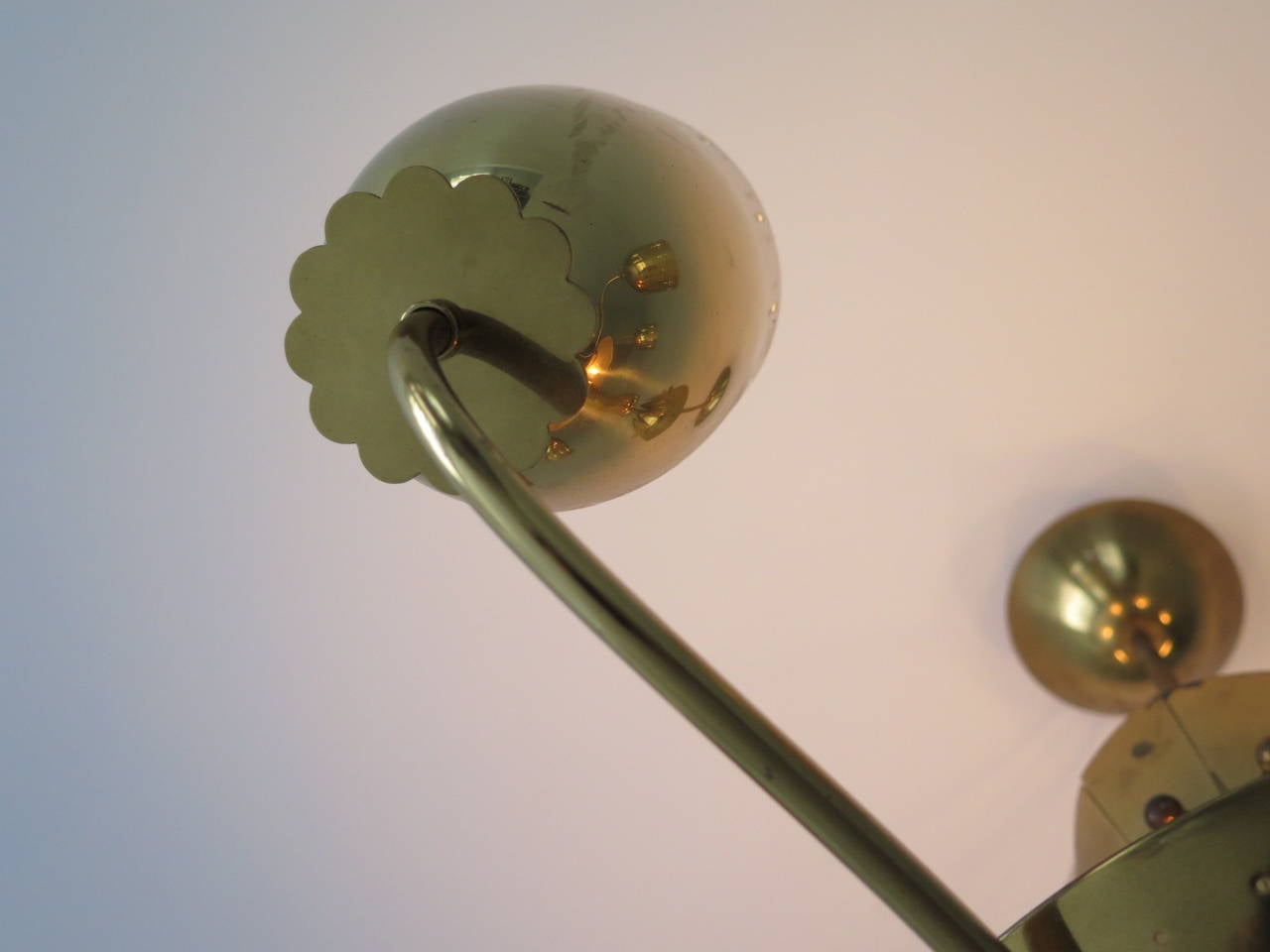 Frisman Vintage Large German Chandelier in Polished Brass, circa 1950s