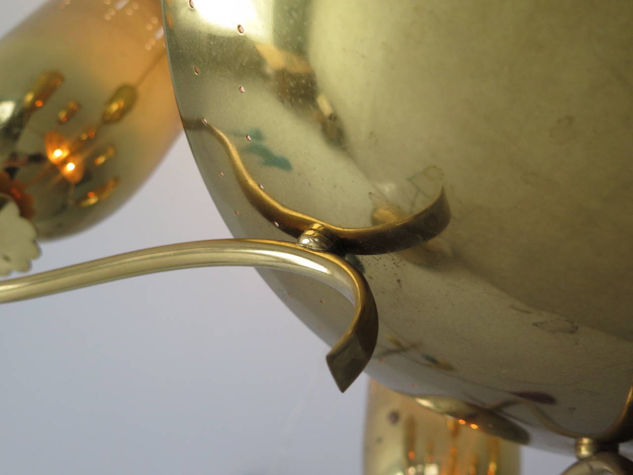 Frisman Vintage Large German Chandelier in Polished Brass, circa 1950s