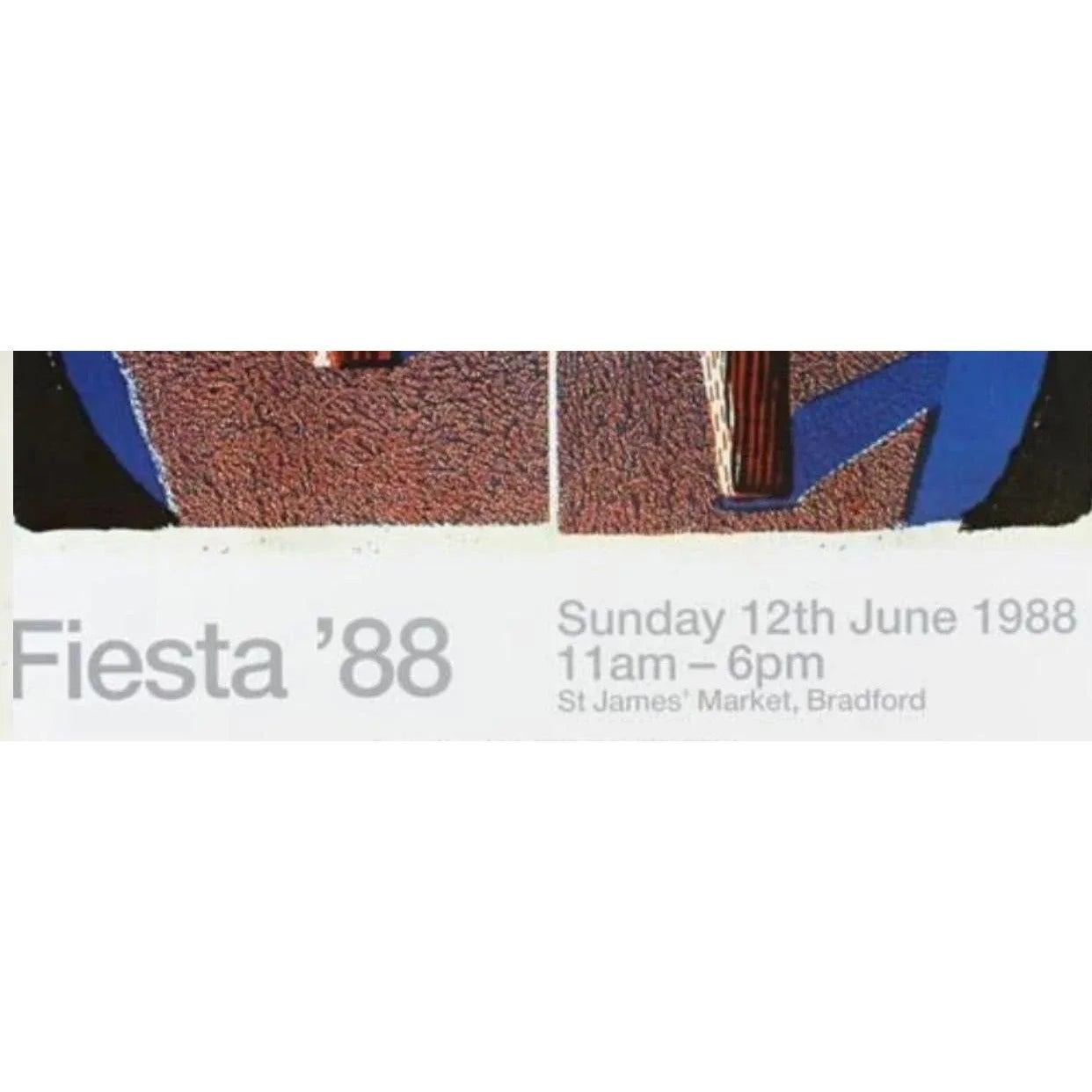 Frisman Vintage Original 1980s David Hockney Museum Exhibition Lithograph Poster Fiesta '88