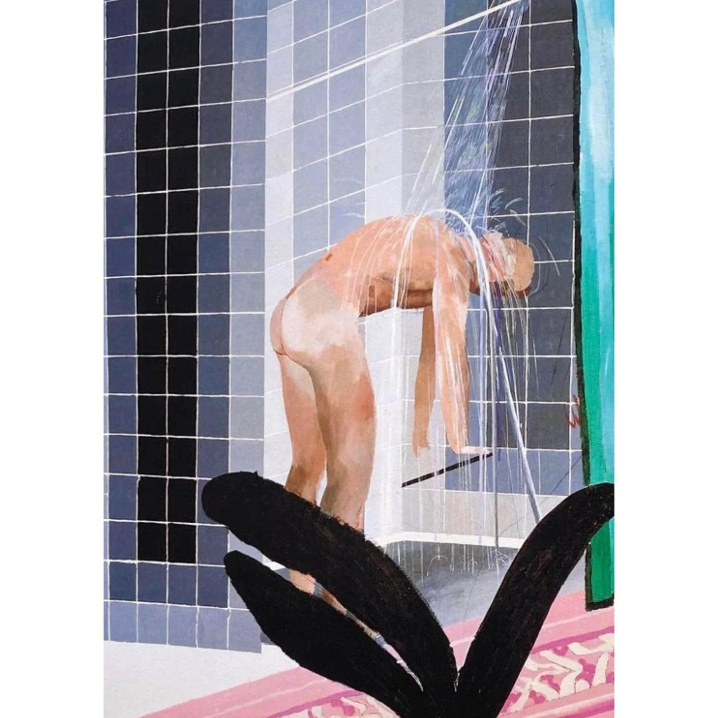 Frisman Vintage Original Vintage David Hockney Man in Shower Beverly Hills Exhibition Poster