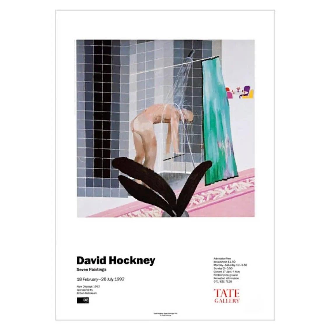 Frisman Vintage Original Vintage David Hockney Man in Shower Beverly Hills Exhibition Poster