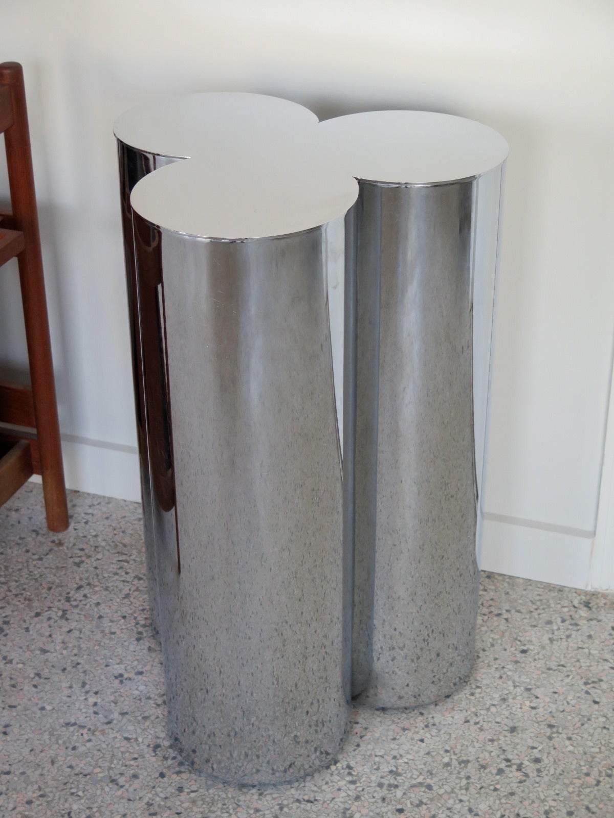 Frisman Vintage Pair of Stainless Steel Pedestals by Mastercraft