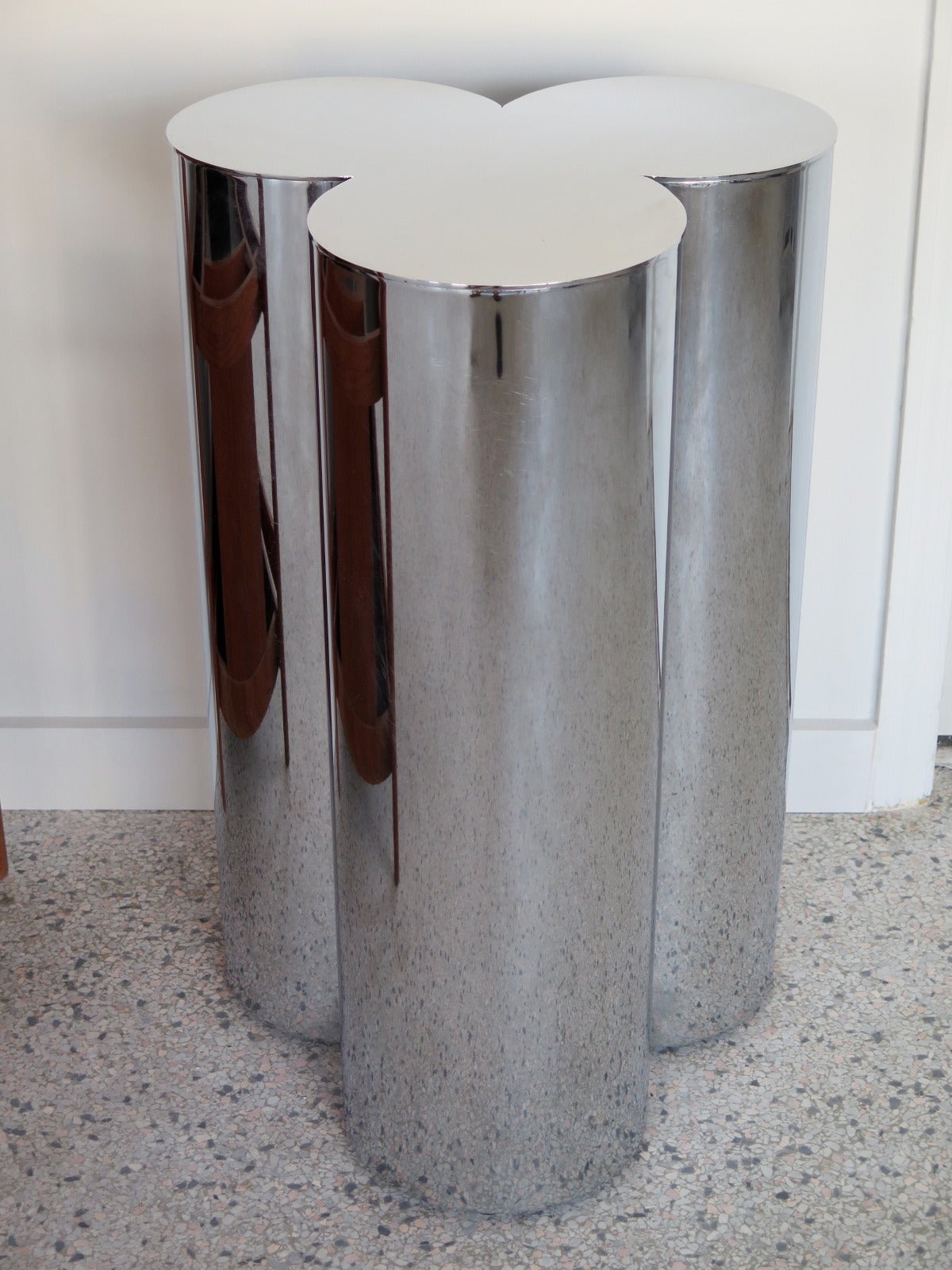 Frisman Vintage Pair of Stainless Steel Pedestals by Mastercraft