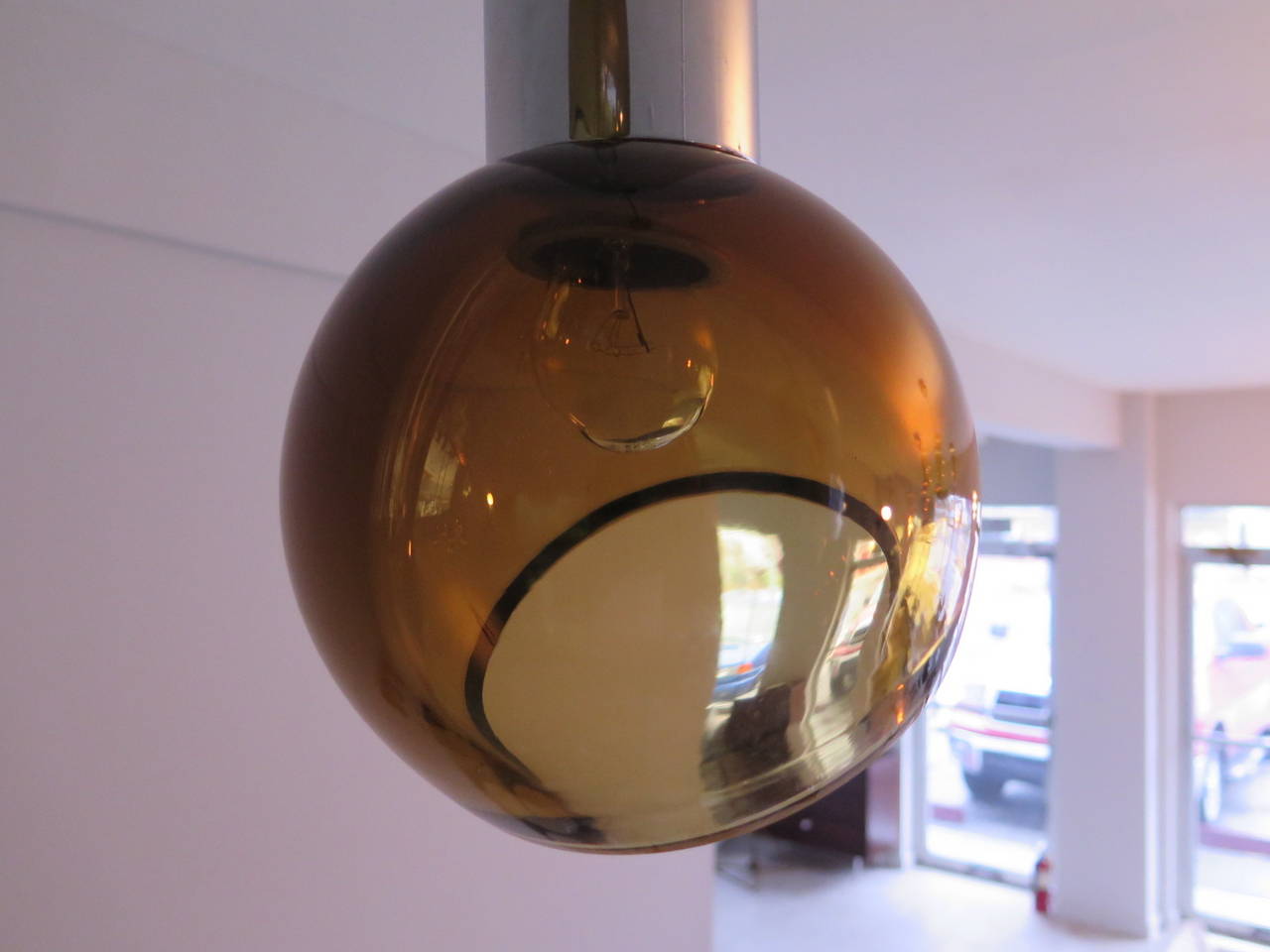 Frisman Vintage Seguso Chandelier Amber Colored Glass