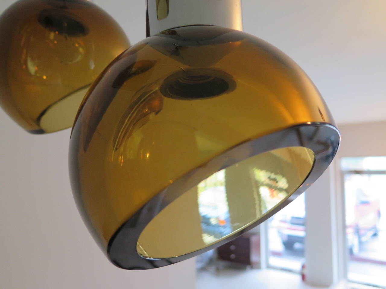 Frisman Vintage Seguso Chandelier Amber Colored Glass