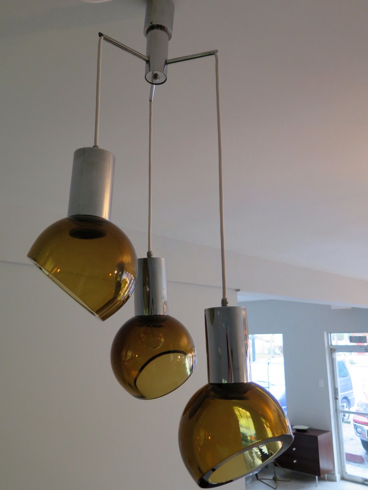 Frisman Vintage Seguso Chandelier Amber Colored Glass