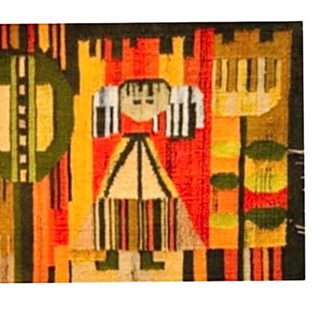 Frisman Vintage Huge 60s Polish E. Keszycka Cepelia Ackerman Style Kilim Wall Tapestry Hanging
