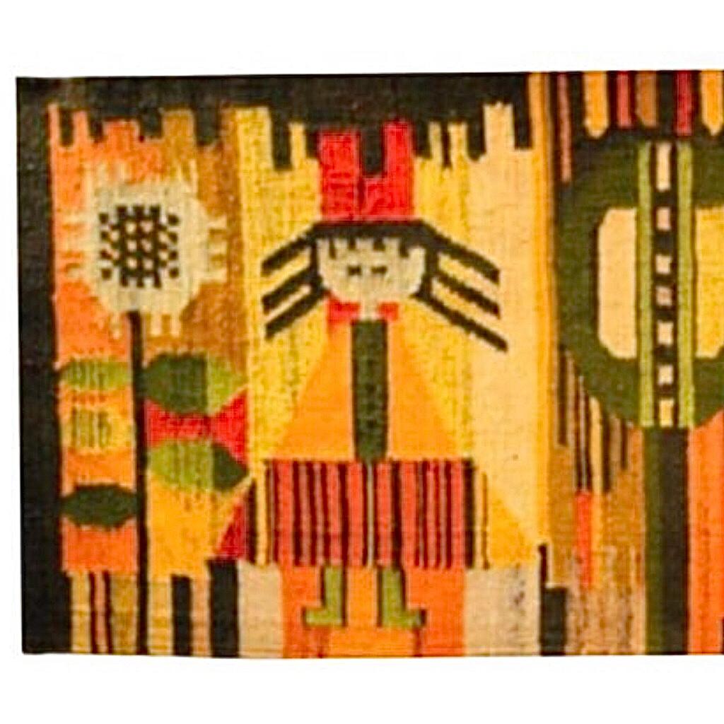 Frisman Vintage Huge 60s Polish E. Keszycka Cepelia Ackerman Style Kilim Wall Tapestry Hanging