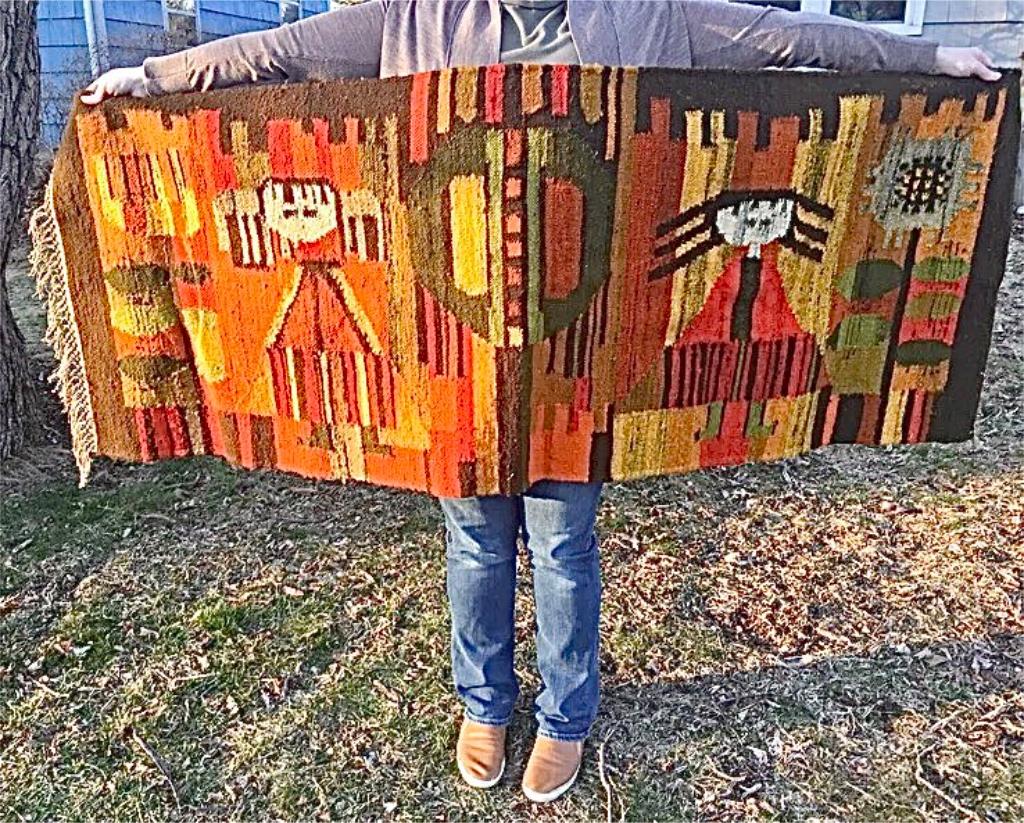 Frisman Vintage Huge 60s Polish E. Keszycka Cepelia Ackerman Style Kilim Wall Tapestry Hanging