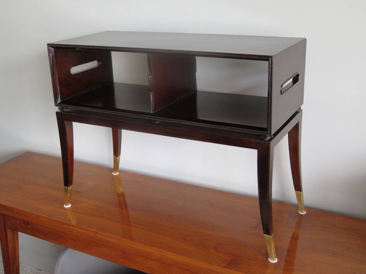 Frisman Vintage Rare Tommi Parzinger Magazine Table with Handles
