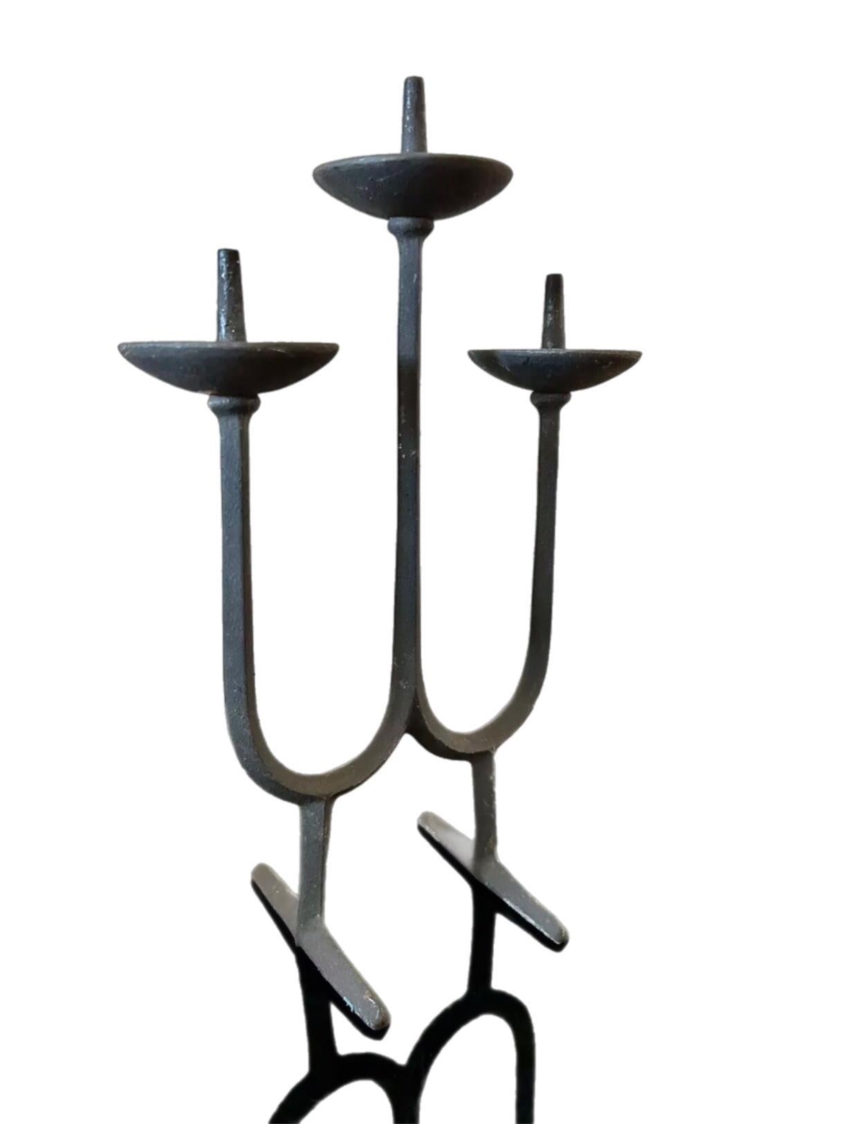Frisman Vintage Pair Mid Century Dansk Jens Quistgaard Iron Brutalist Candle Holder Candelabra
