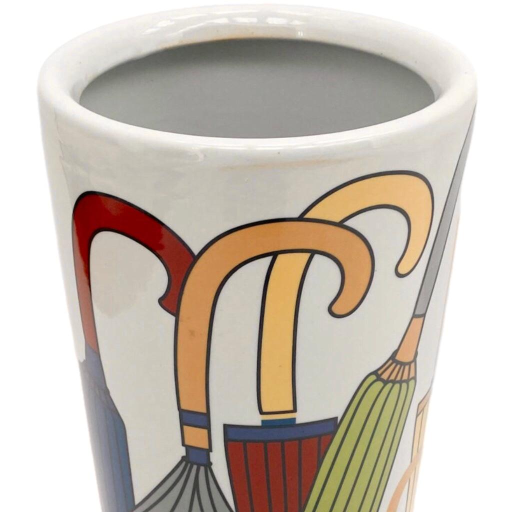 Frisman Vintage 70s Pop Art Hand Painted Umbrellas Ceramic Umbrella Stand Holder