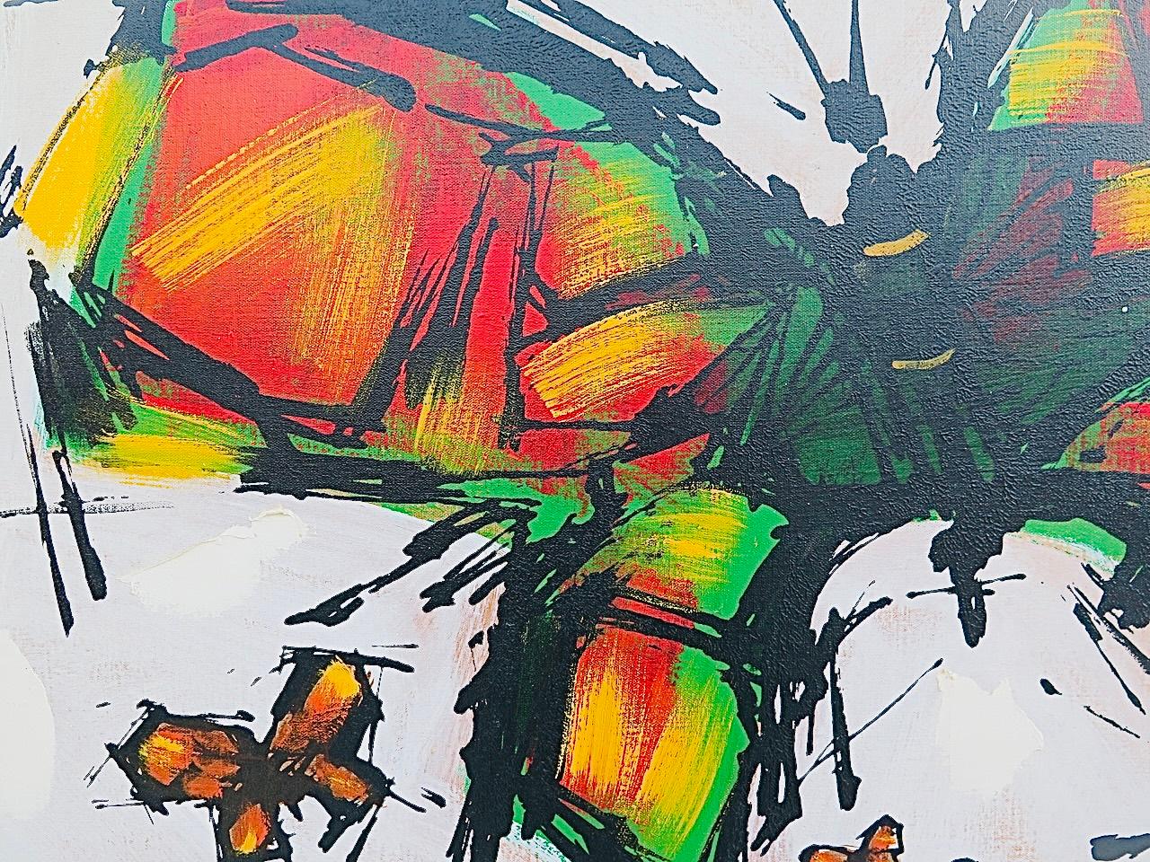 Frisman Vintage Vintage Abstract Mid Century Modern Lee Reynolds insp Oil Butterfly Painting