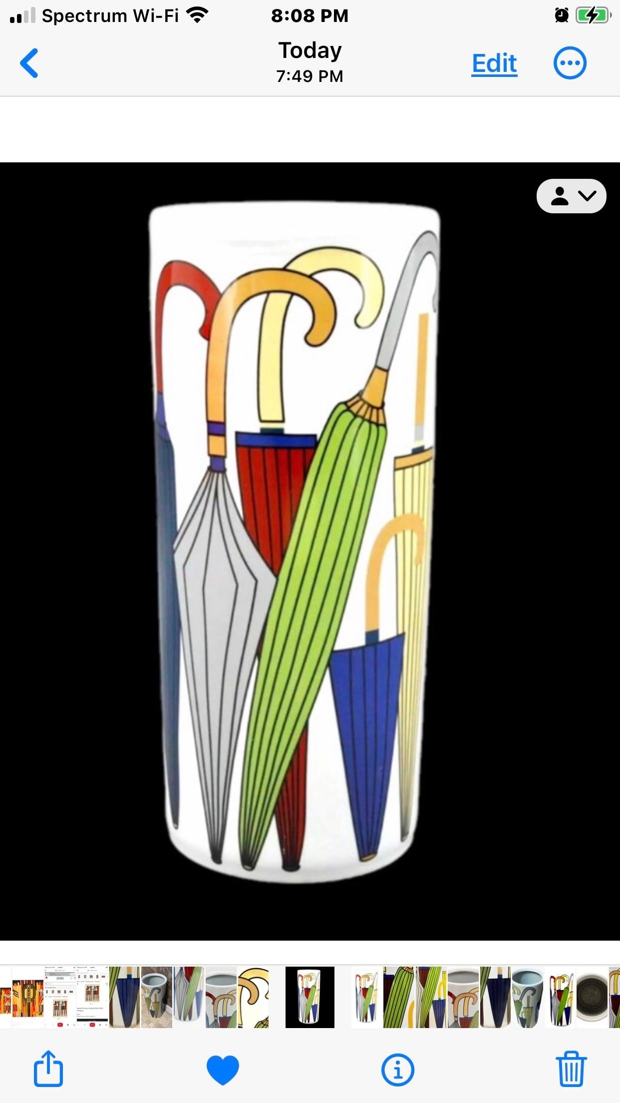 Frisman Vintage 70s Pop Art Hand Painted Umbrellas Ceramic Umbrella Stand Holder