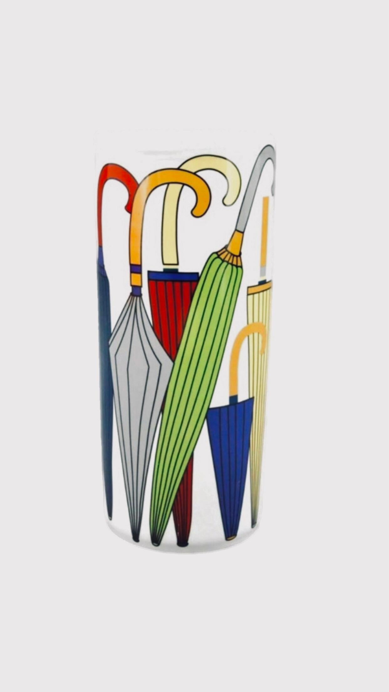 Frisman Vintage 70s Pop Art Hand Painted Umbrellas Ceramic Umbrella Stand Holder