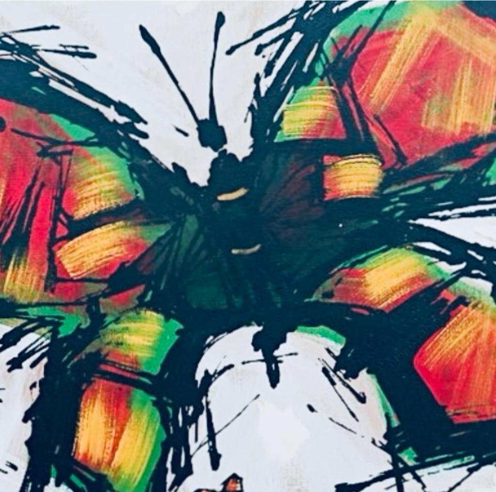 Frisman Vintage Vintage Abstract Mid Century Modern Lee Reynolds insp Oil Butterfly Painting