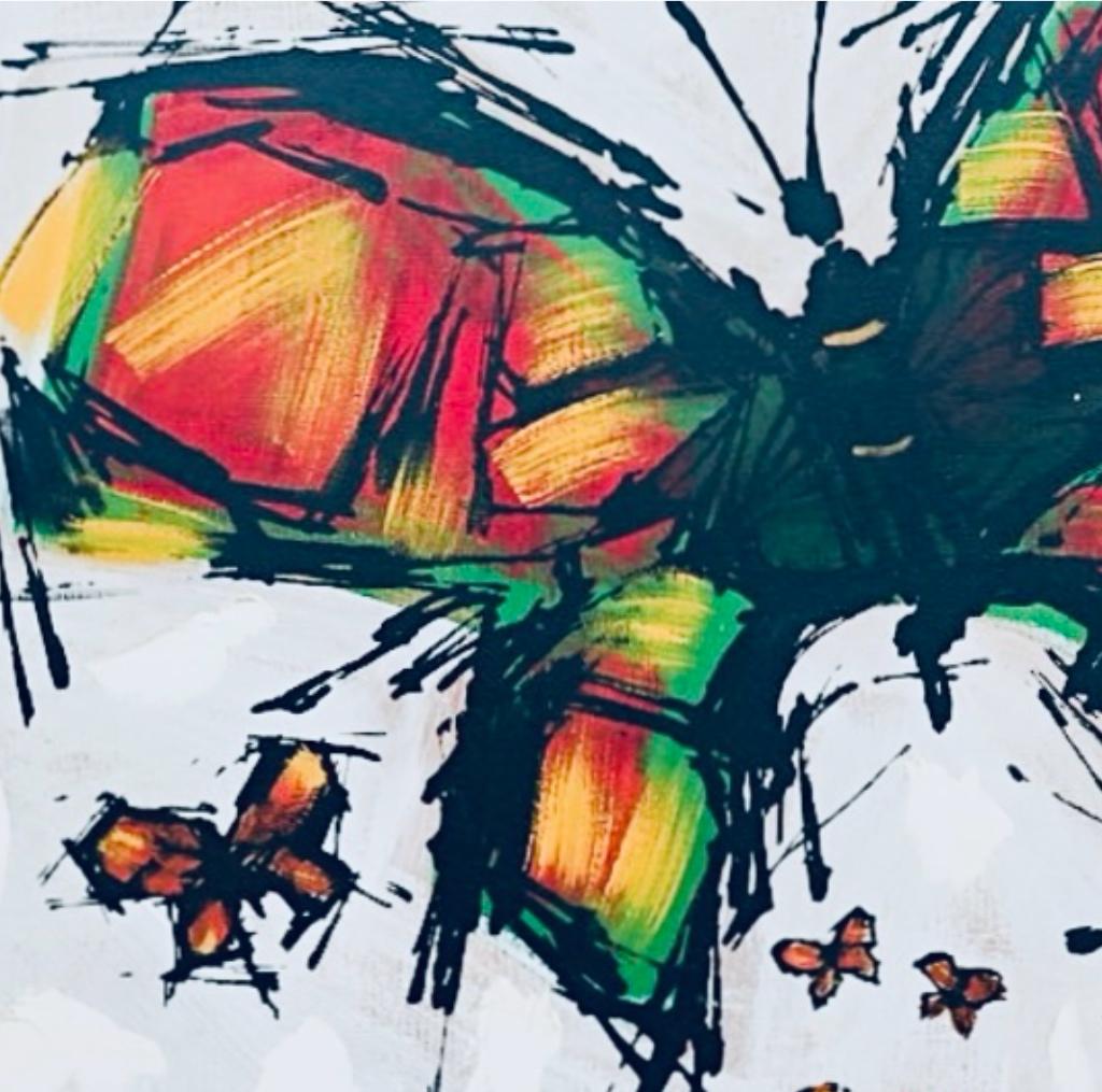 Frisman Vintage Vintage Abstract Mid Century Modern Lee Reynolds insp Oil Butterfly Painting
