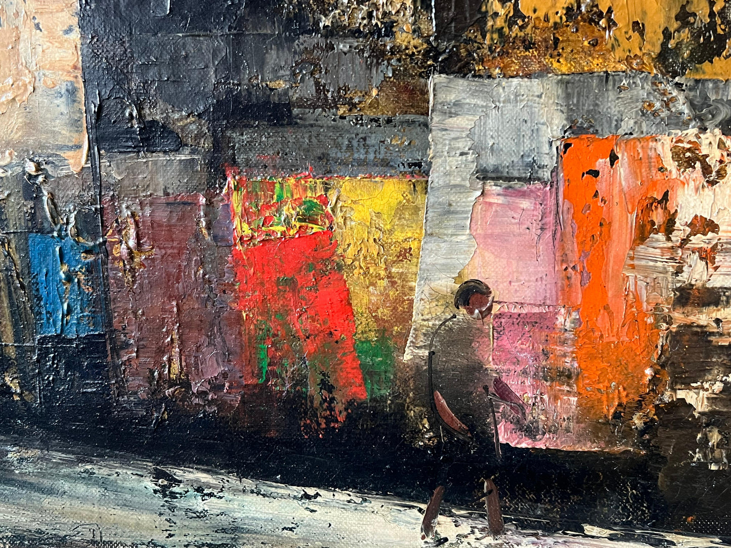 Frisman Vintage Painting By Olivier Foss Parisian Scene Ca' 1940's