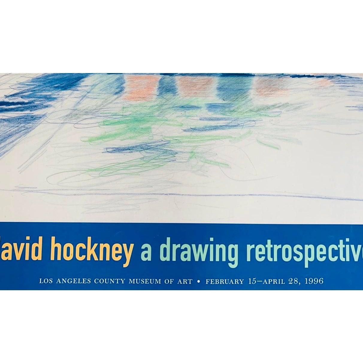 Frisman Vintage Original David Hockney Exhibition Lithograph Poster 8 Sun Chairs by a Pool 1976