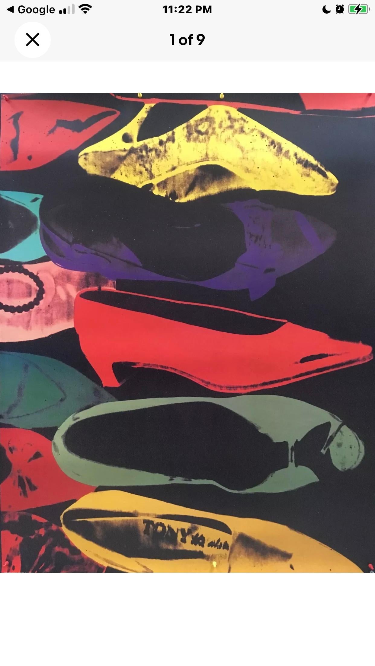 Frisman Vintage XXL Original 1992 Andy Warhol Pop Art Diamond & Dust Shoes Lithograph Poster
