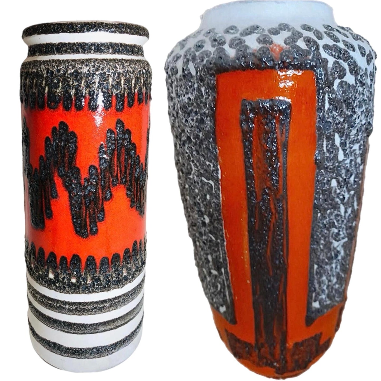 Frisman Vintage 2 Huge MCM Vintage Ceramic Fat Lava Floor Vase Umbrella Flower Holder Germany