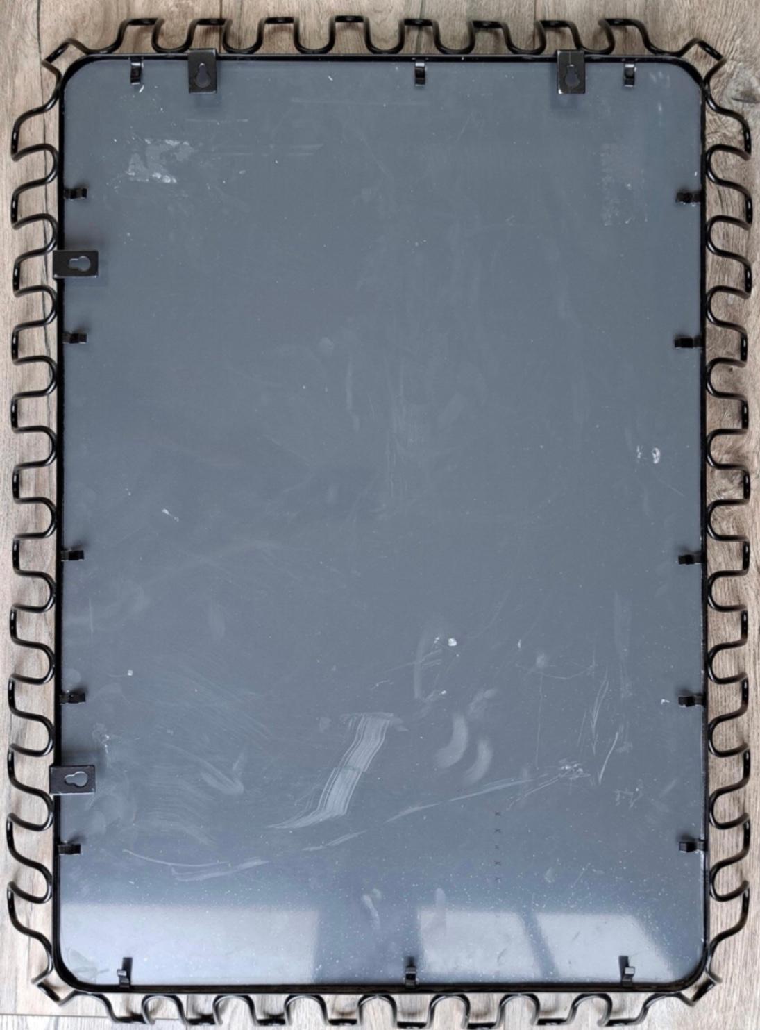 Frisman Vintage 1980s Postmodern Jean Royère Insp Lacquer Spiral Framed Danish Metal Wall Mirror