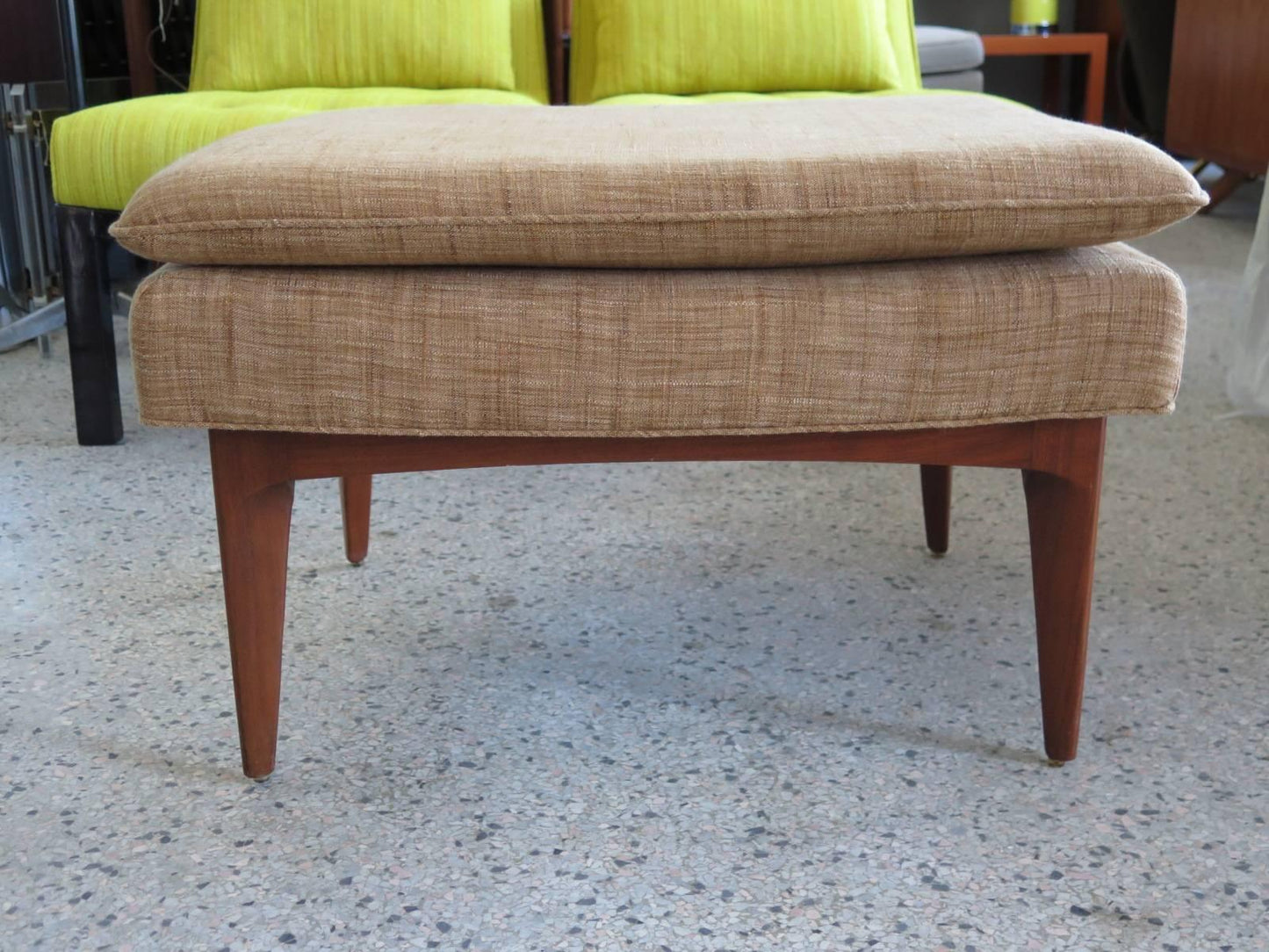 Frisman Vintage John Stuart Ottoman with Sculpted Legs