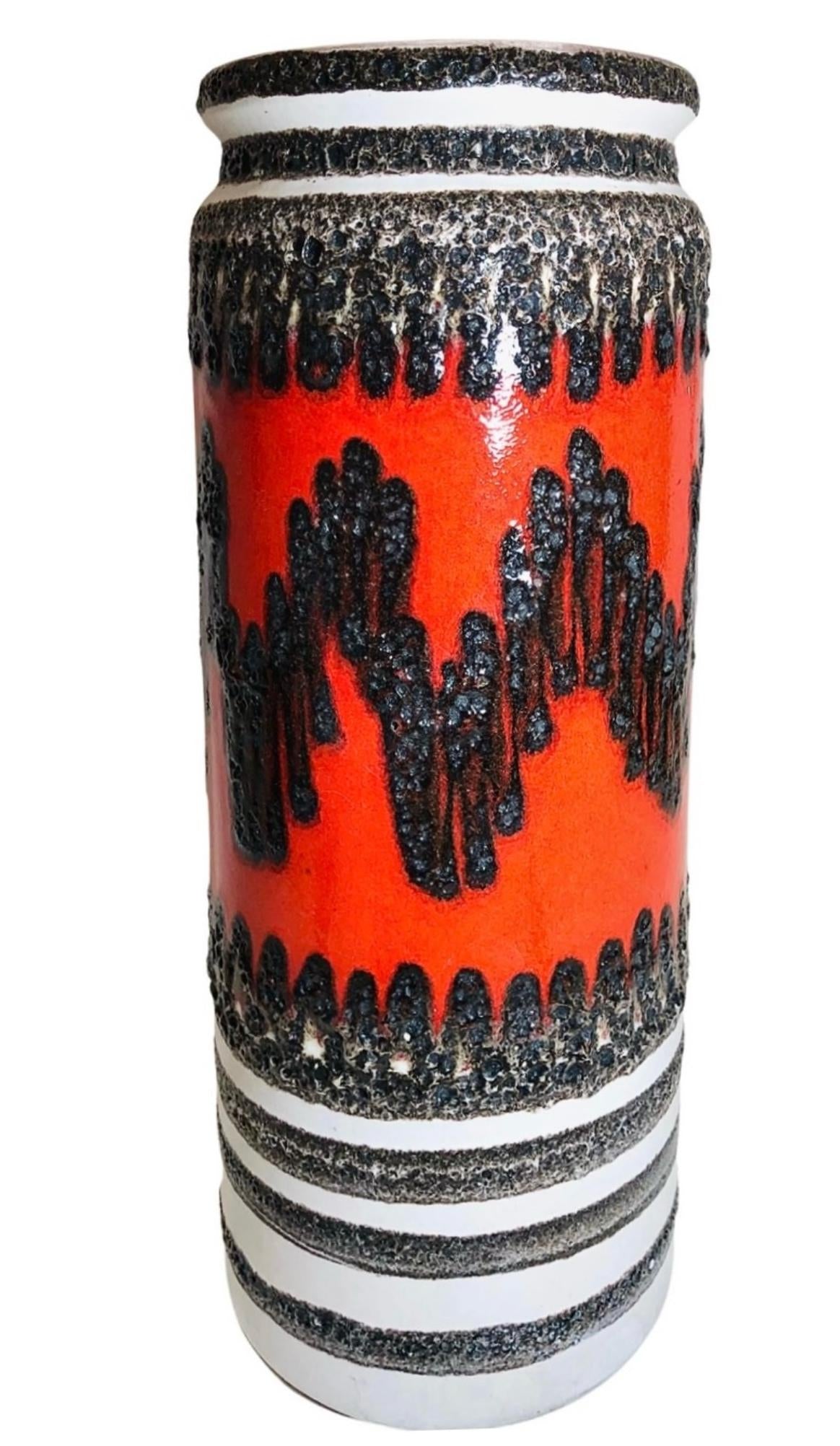 Frisman Vintage 2 Huge MCM Vintage Ceramic Fat Lava Floor Vase Umbrella Flower Holder Germany