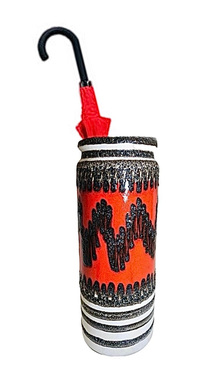 Frisman Vintage 2 Huge MCM Vintage Ceramic Fat Lava Floor Vase Umbrella Flower Holder Germany