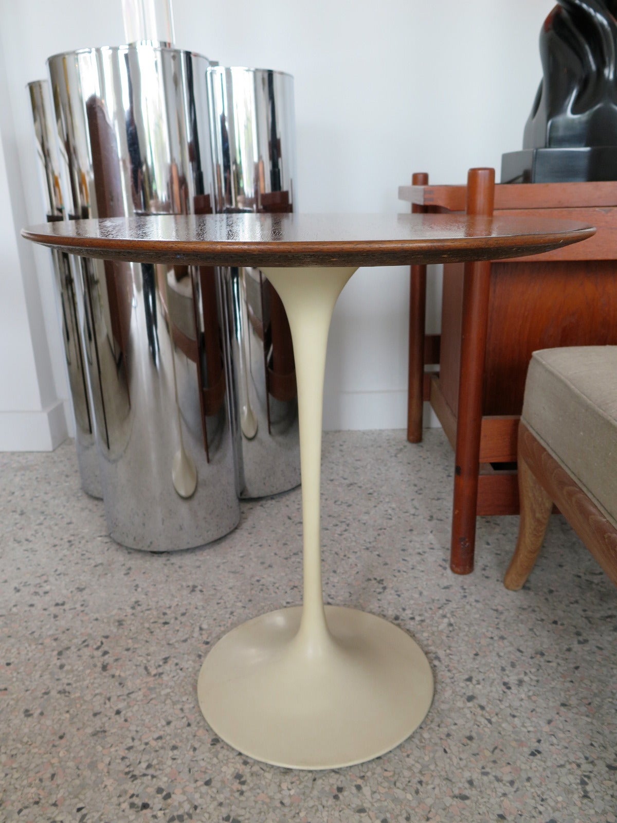 Frisman Vintage Knoll Saarinen Side Table with Walnut Top