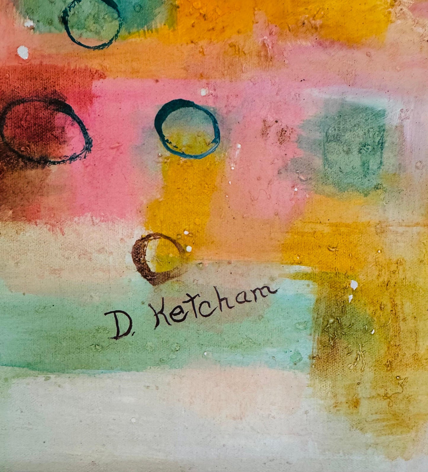 Frisman Vintage Mid Century Modern D. Ketcham Mixed Media Abstract Impressionist Floral Painting