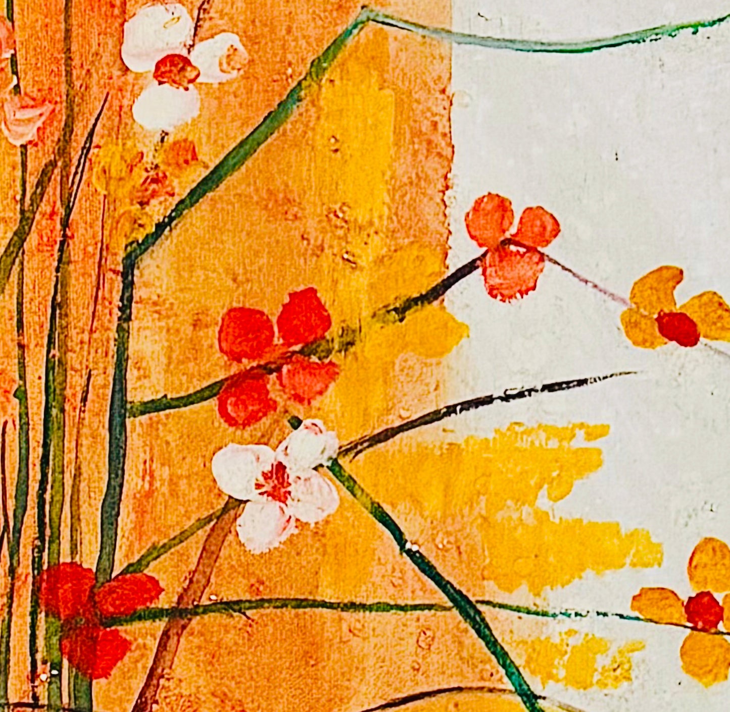 Frisman Vintage Mid Century Modern D. Ketcham Mixed Media Abstract Impressionist Floral Painting