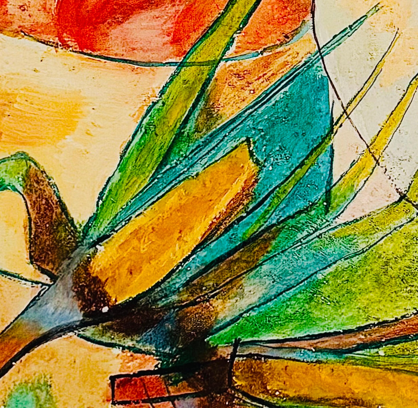 Frisman Vintage Mid Century Modern D. Ketcham Mixed Media Abstract Impressionist Floral Painting