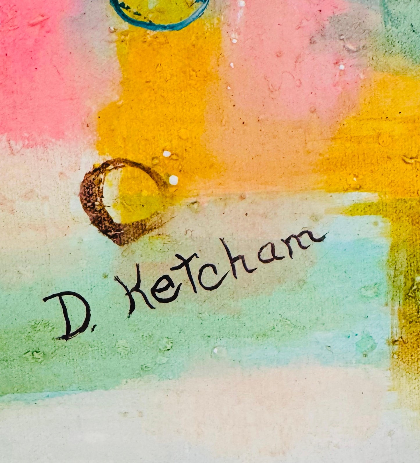 Frisman Vintage Mid Century Modern D. Ketcham Mixed Media Abstract Impressionist Floral Painting