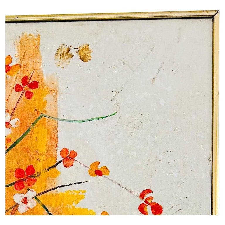 Frisman Vintage Mid Century Modern D. Ketcham Mixed Media Abstract Impressionist Floral Painting