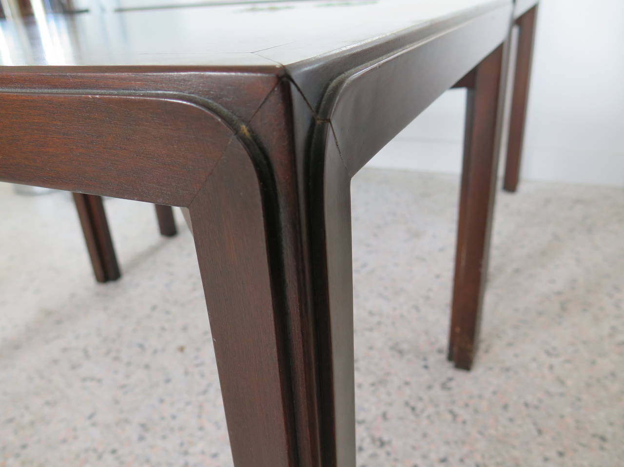 Frisman Vintage Pair of Edward Wormley for Dunbar Occasional Tables with Natzler Tiles