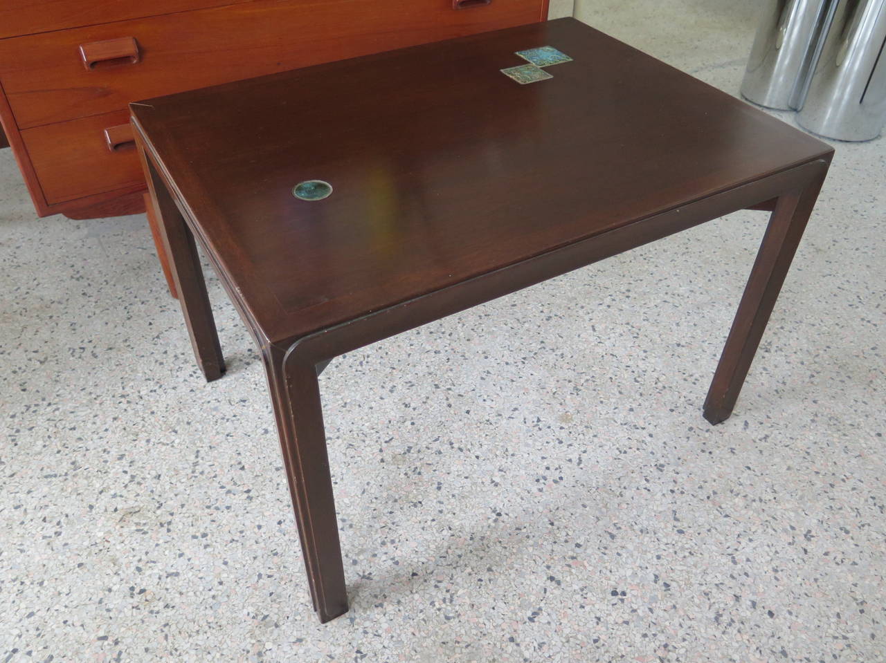 Frisman Vintage Pair of Edward Wormley for Dunbar Occasional Tables with Natzler Tiles