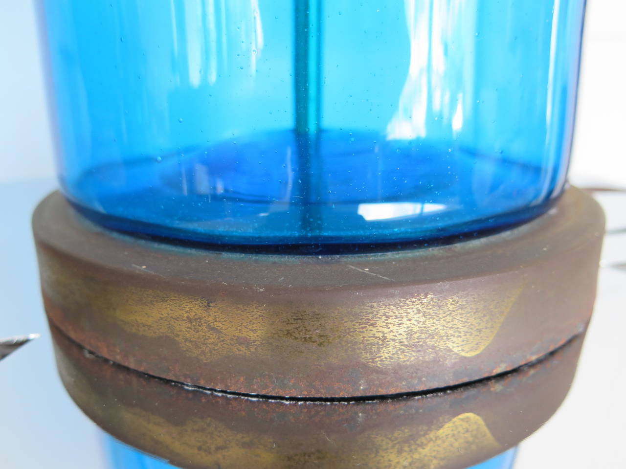 Frisman Vintage Massive Bottle Shaped Glass Lamp by Blenko