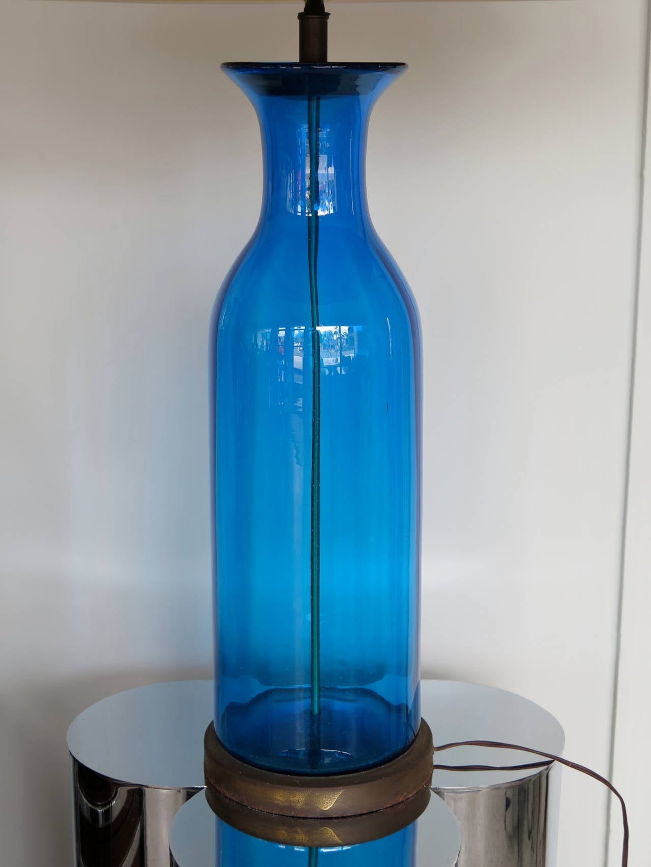 Frisman Vintage Massive Bottle Shaped Glass Lamp by Blenko
