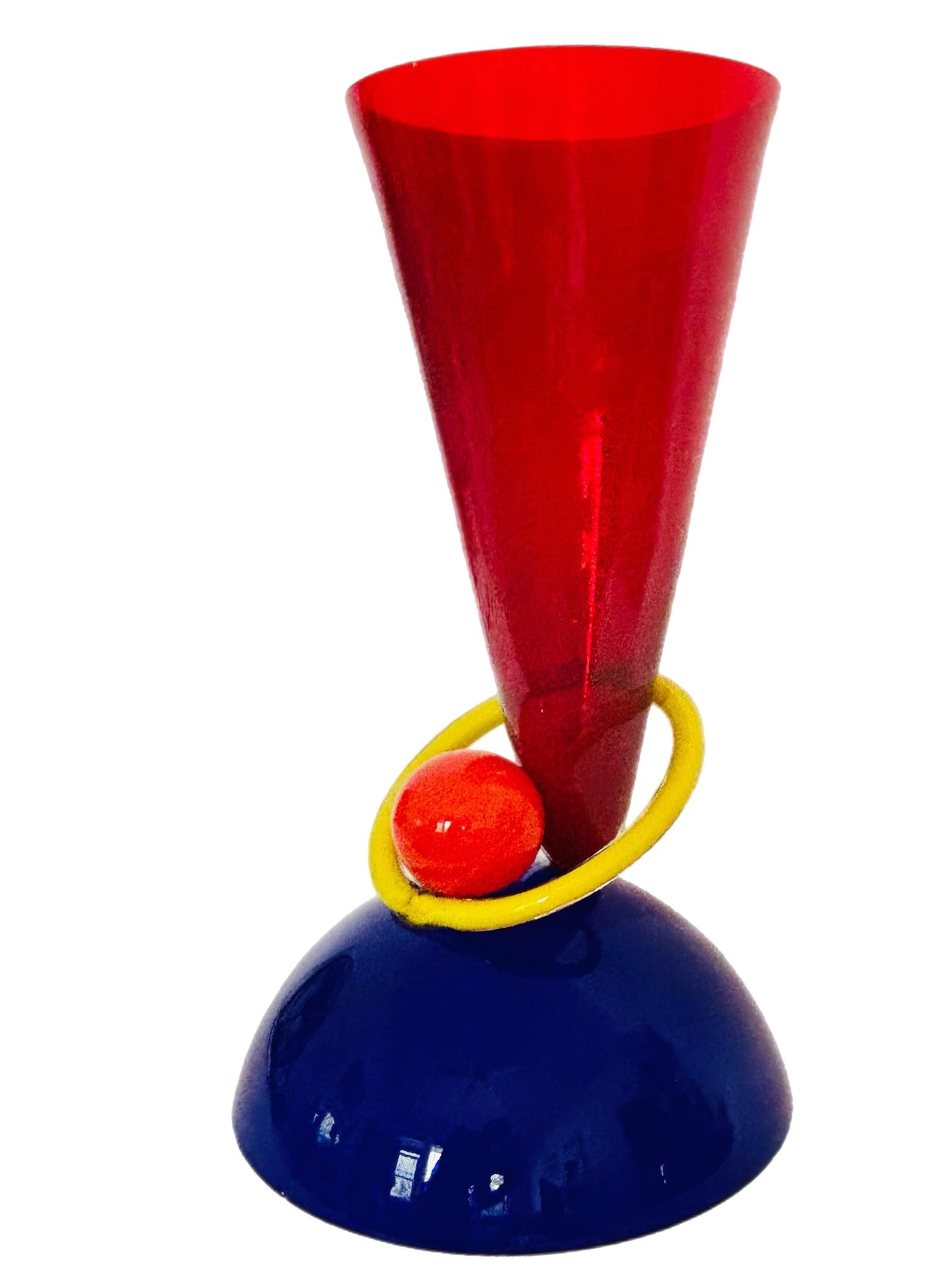 Frisman Vintage XL PostModern Memphis Ettore Sottsass Ip Murano Blown Glass Sculpture Vase Italy