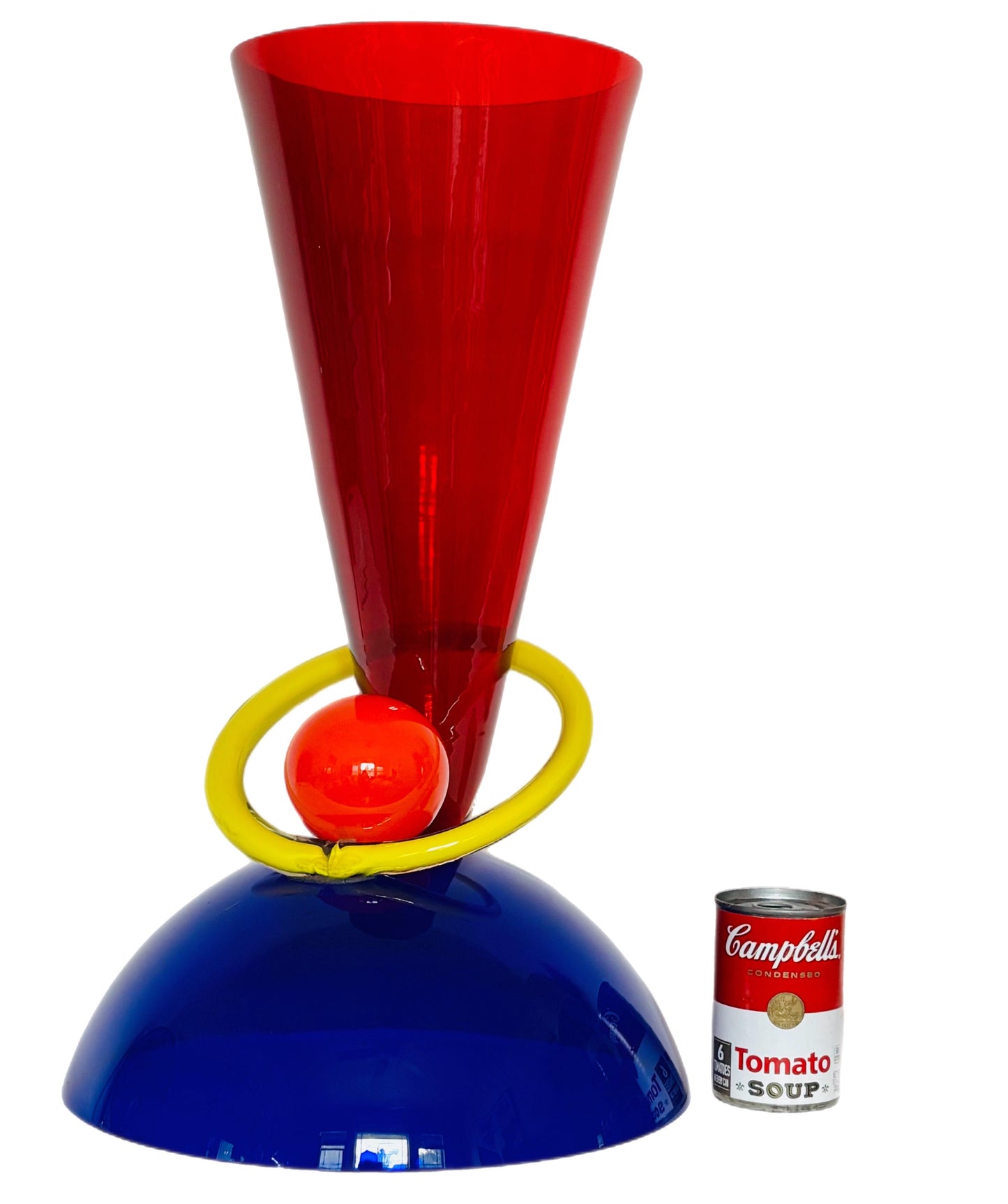 Frisman Vintage XL PostModern Memphis Ettore Sottsass Ip Murano Blown Glass Sculpture Vase Italy