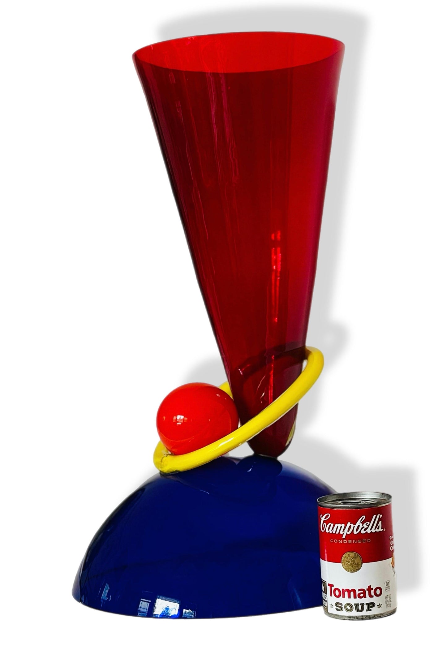 Frisman Vintage XL PostModern Memphis Ettore Sottsass Ip Murano Blown Glass Sculpture Vase Italy