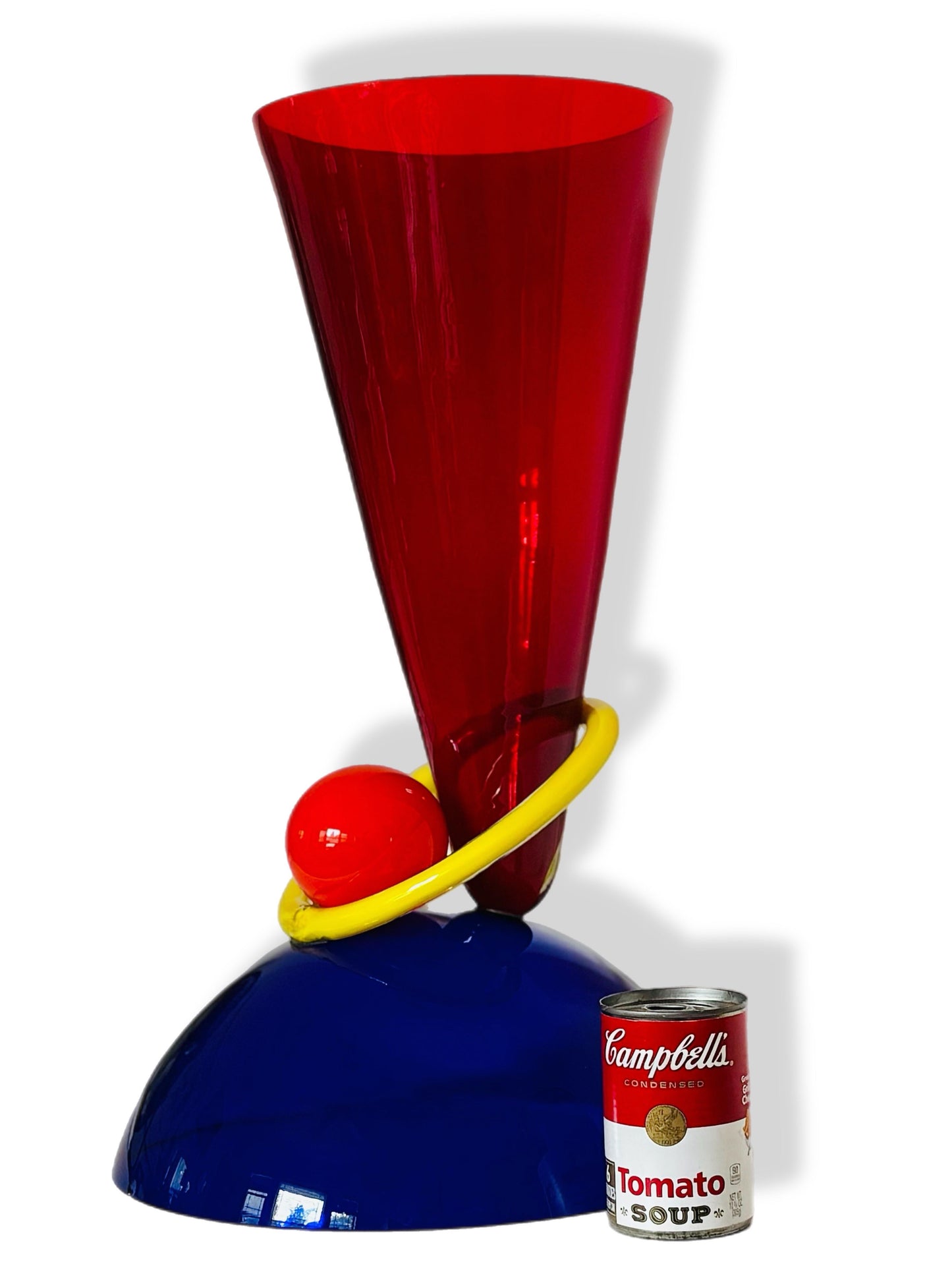 Frisman Vintage XL PostModern Memphis Ettore Sottsass Ip Murano Blown Glass Sculpture Vase Italy