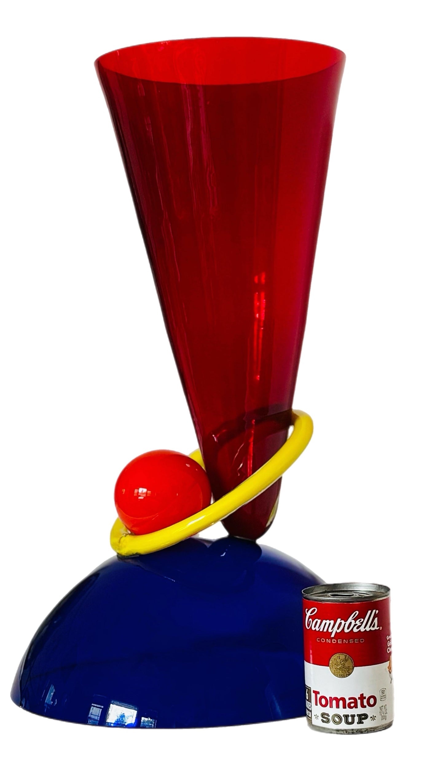 Frisman Vintage XL PostModern Memphis Ettore Sottsass Ip Murano Blown Glass Sculpture Vase Italy